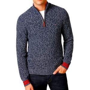 Tommy Hilfiger Blue 1/4 Zip Pullover Sweater XL
